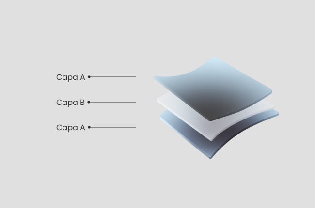 estructura de capas de película de tres capas ABA